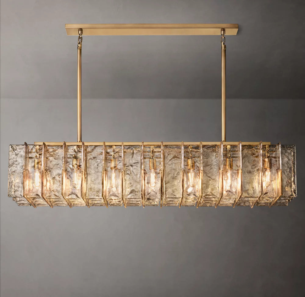 Lattice Smoke Glass Linear Chandelier 67"