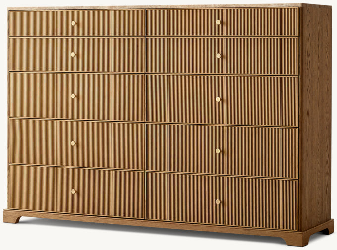 Genevieve Emperador Reeded 10-Drawer Dresser