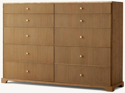 Genevieve Emperador Reeded 10-Drawer Dresser