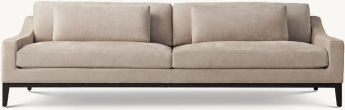 Italia Leather Slope Arm Sofa - Oak Base