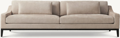 Italia Leather Slope Arm Sofa - Oak Base
