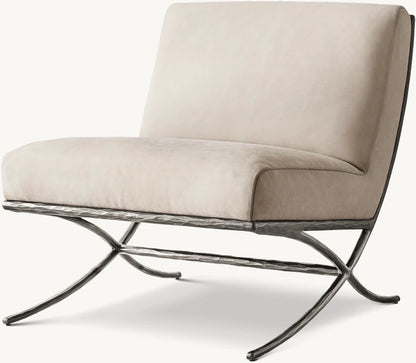 Thaddeus X-Base Leather Slipper Chair