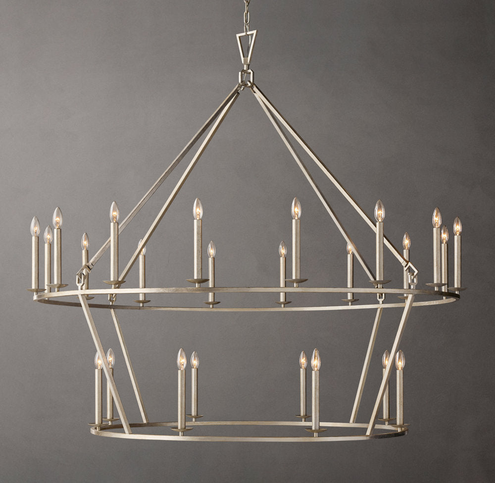 19TH C. ENGLISH OPENWORK TWO-TIER ROUND CHANDELIER 62"