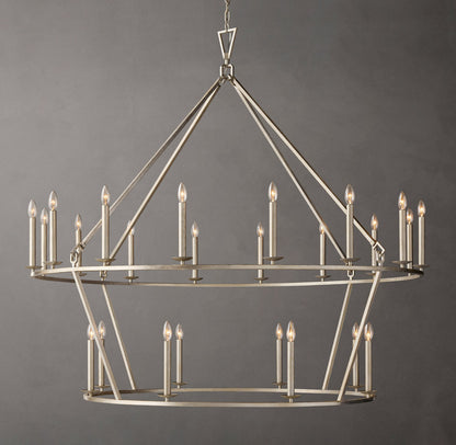 19TH C. ENGLISH OPENWORK TWO-TIER ROUND CHANDELIER 62"