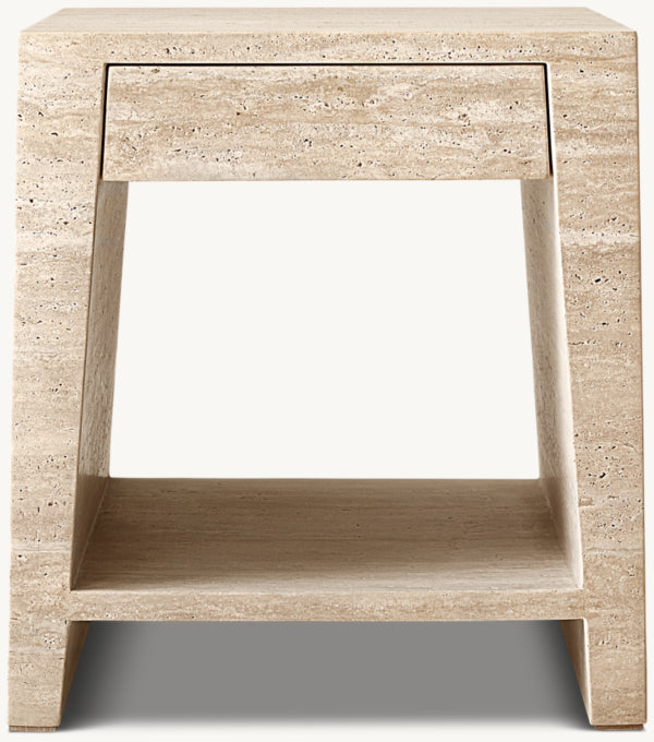 Wyeth Travertine Square Bedside Table