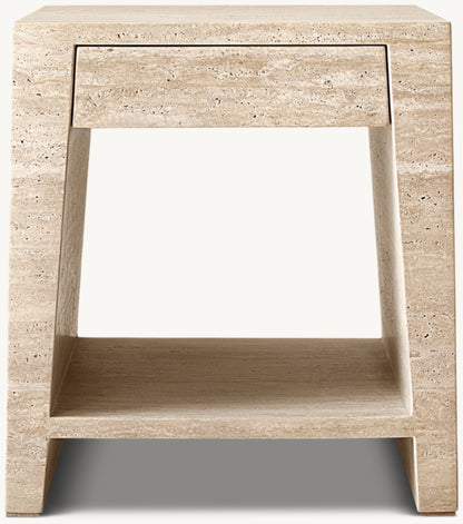 Wyeth Travertine Square Bedside Table