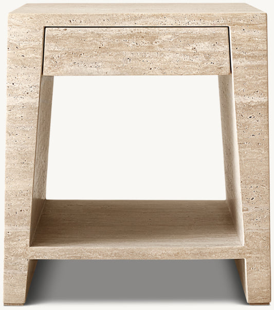 Wyeth Travertine Square Bedside Table