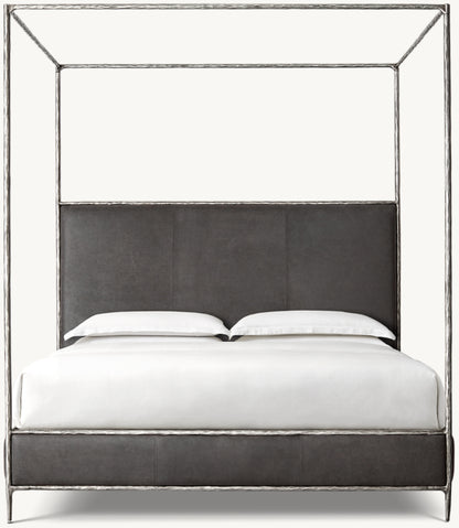 Thaddeus Leather Canopy Bed