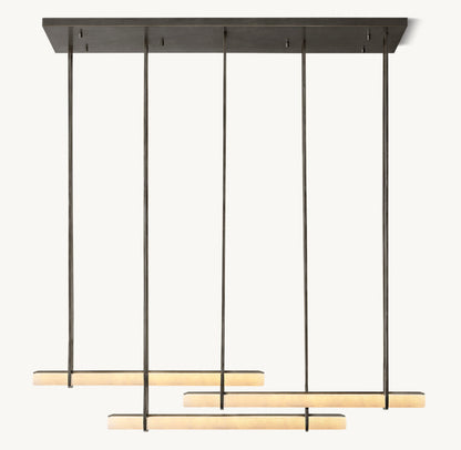Audubon Alabaster Triple Bar Linear Chandelier