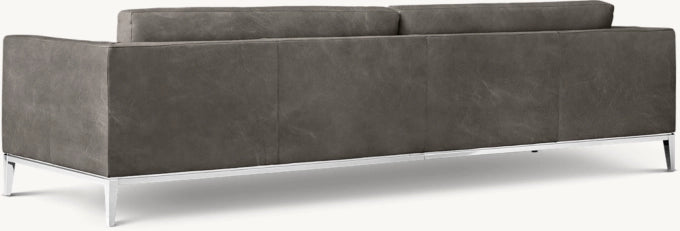 Italia Leather Taper Arm Sofa - Metal Base