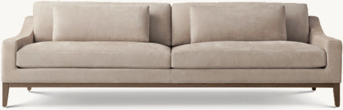 Italia Leather Slope Arm Sofa - Oak Base