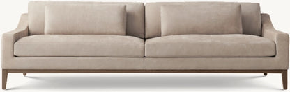 Italia Leather Slope Arm Sofa - Oak Base