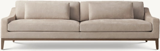 Italia Leather Slope Arm Sofa - Oak Base