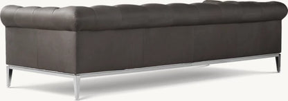 Italia Leather Chesterfield Sofa - Metal Base