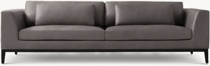 Italia Leather Taper Arm Sofa - Oak Base