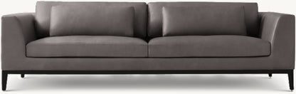 Italia Leather Taper Arm Sofa - Oak Base