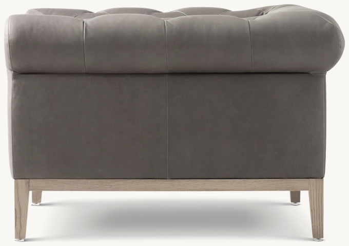 Italia Chesterfield Leather Chair - Oak Base