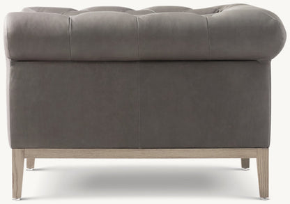 Italia Chesterfield Leather Chair - Oak Base