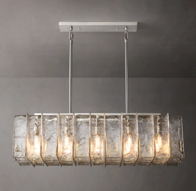 Lattice Clear Glass Rectangular Chandelier 49"