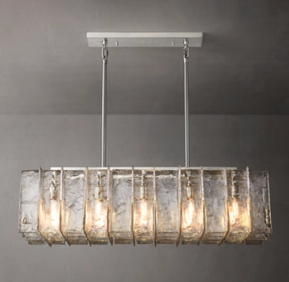 Lattice Clear Glass Rectangular Chandelier 49"