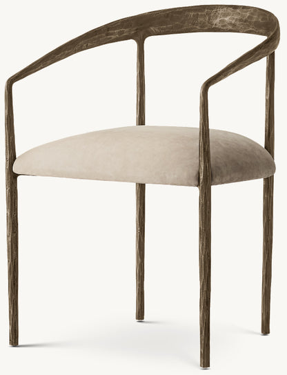 Thaddeus Curved Leather Dining Armchair