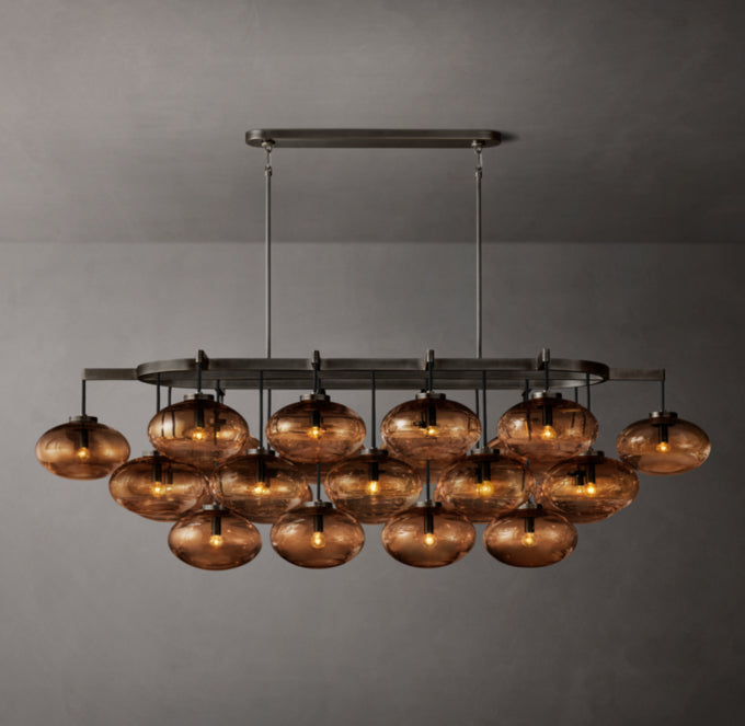 Cabrette Amber Glass Linear Chandelier 72"