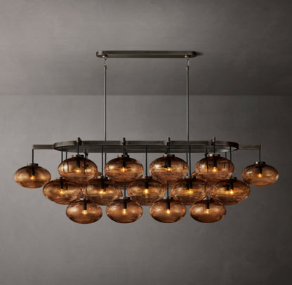 Cabrette Amber Glass Linear Chandelier 72"