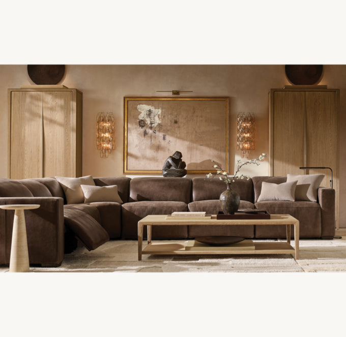 Lennon Recliner Modular Leather 6-Piece L-Sectional