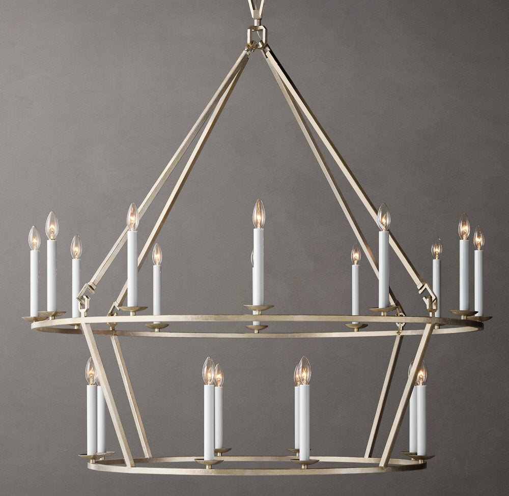 19TH C. ENGLISH OPENWORK TWO-TIER ROUND CHANDELIER 50"