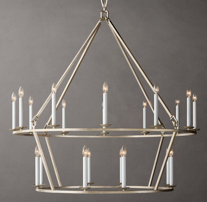 19TH C. ENGLISH OPENWORK TWO-TIER ROUND CHANDELIER 50"