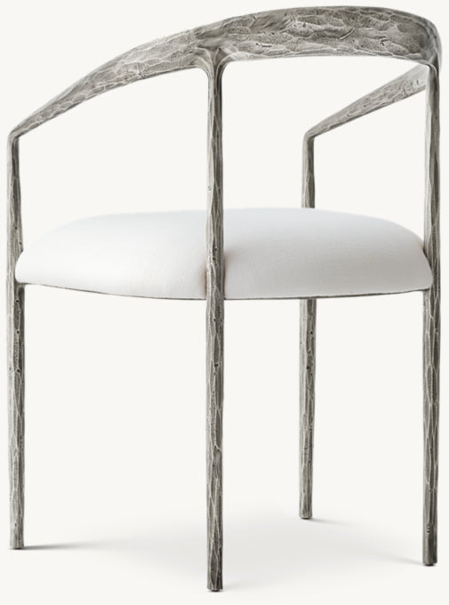 Thaddeus Curved Fabric Dining Armchair