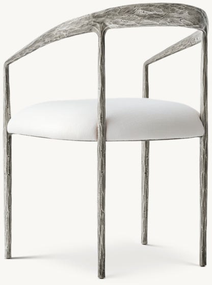 Thaddeus Curved Fabric Dining Armchair