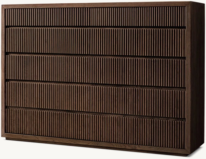 Reclaimed Oak Reeded 12-Drawer Dresser