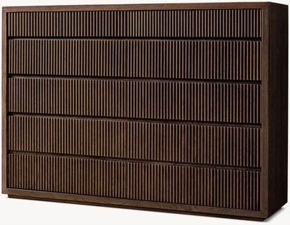 Reclaimed Oak Reeded 12-Drawer Dresser