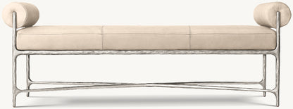 Thaddeus Leather Double Bolster End-of-Bed Bench