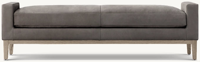 Italia Leather Bench - Oak Base