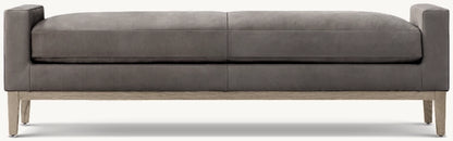 Italia Leather Bench - Oak Base