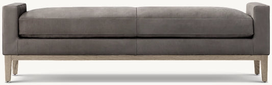 Italia Leather Bench - Oak Base