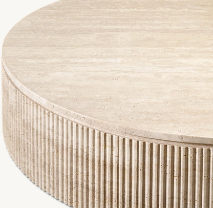 Byron Reeded Stone Round Coffee Table