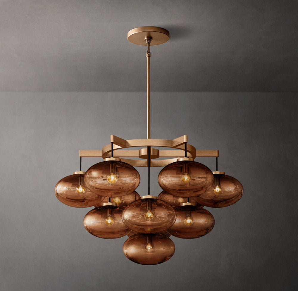 Cabrette Amber Glass Round Chandelier 36"