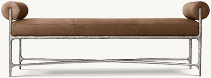 Thaddeus Leather Double Bolster End-of-Bed Bench