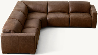 Lennon Recliner Modular Leather 5-Piece Corner Sectional