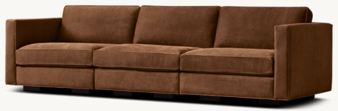 Maddox Modular Leather Slim-Arm 3-Piece Sofa