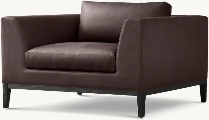 Italia Taper Arm Leather Chair - Oak Base