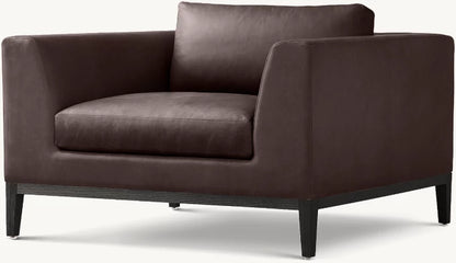 Italia Taper Arm Leather Chair - Oak Base