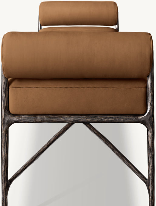 Thaddeus Leather Double Bolster End-of-Bed Bench