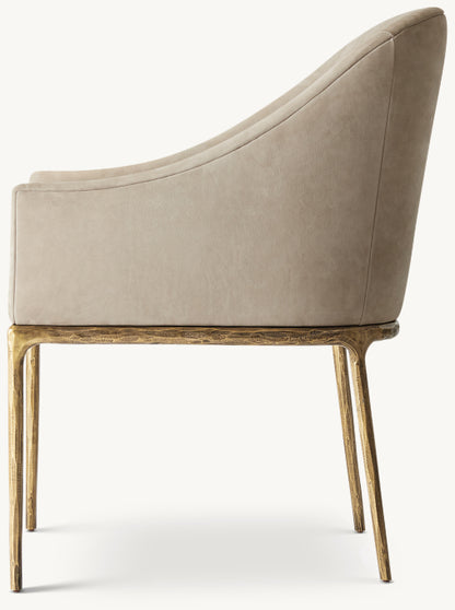 THADDEUS BARRELBACK SLOPE LEATHER DINING ARMCHAIR