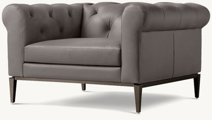 Italia Chesterfield Leather Chair - Metal Base