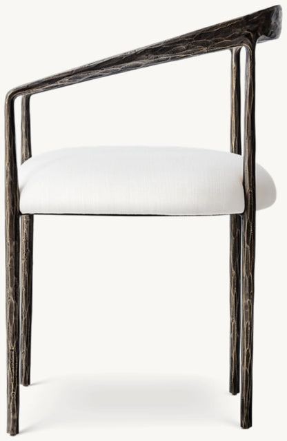 Thaddeus Curved Fabric Dining Armchair