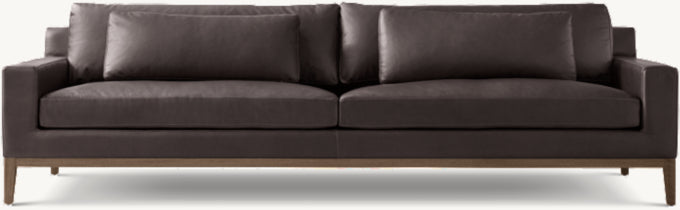 Italia Leather Track Arm Sofa - Oak Base